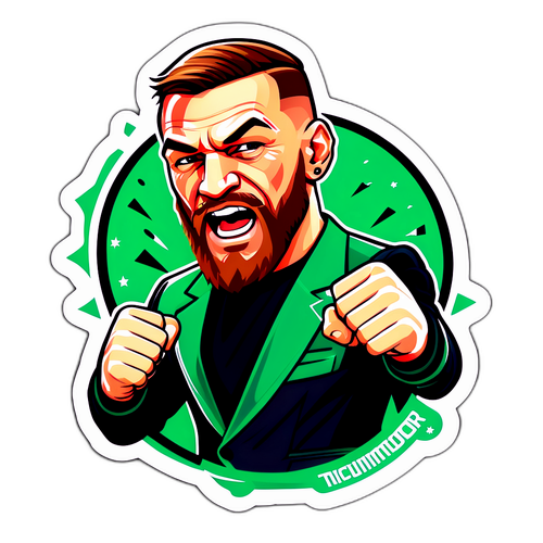 Stylizovaný charakter Conora McGregora v akci s tématem vítězství