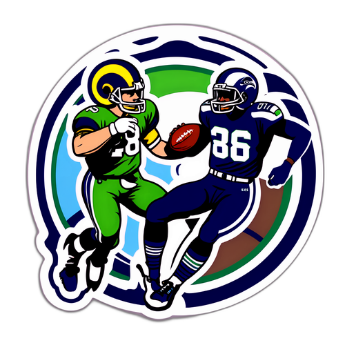 Retro na Sticker ng Rams at Seahawks Football Showdown