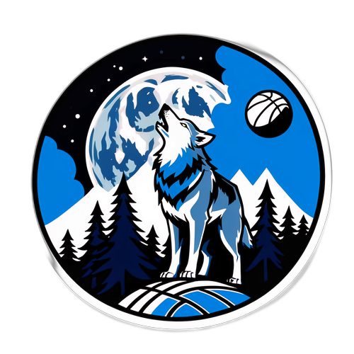Sticker ng Minnesota Timberwolves na may Uwolf na Umaawit sa Buwan ng Basketball