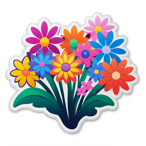 Adesivo de Flores Coloridas