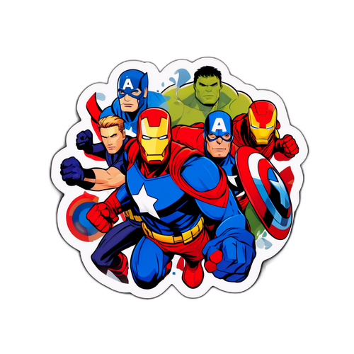 Sticker in stile supereroe con tema Avengers