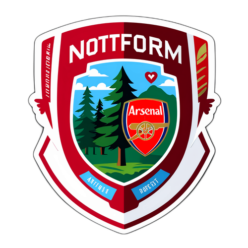 สติ๊กเกอร์ที่แสดงภาพของ Nottm Forest และ Arsenal ในการออกแบบกราฟิกที่น่าสนใจ