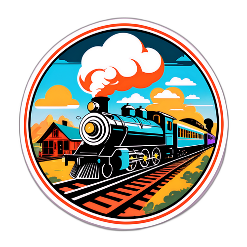Stickers di un Deposito Vintage con Treno