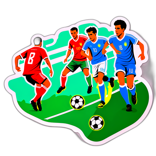 Voetbalveld met spelers van Marokko en Argentinië U20