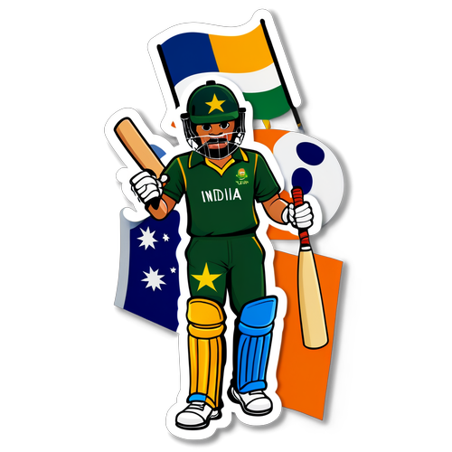 Cricket Fever: Adorable Sticker Celebrating India vs Australia Showdown!