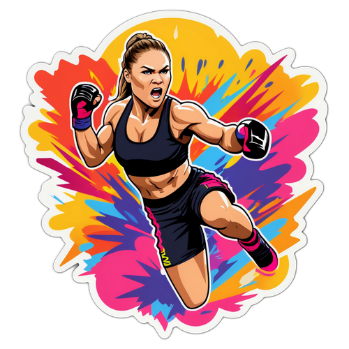 Autocollant de Ronda Rousey dans une pose de combat dynamique