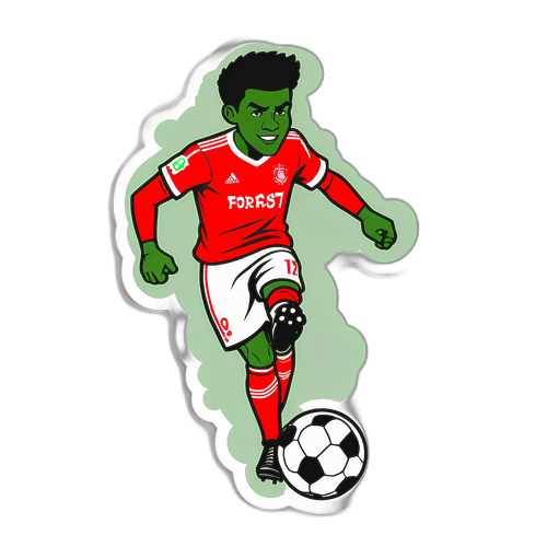 Hình vẽ hoạt hình vui nhộn của cầu thủ bóng đá Nottingham Forest