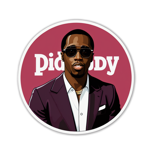 Sticker met P Diddy en de woorden 'Music and Business'