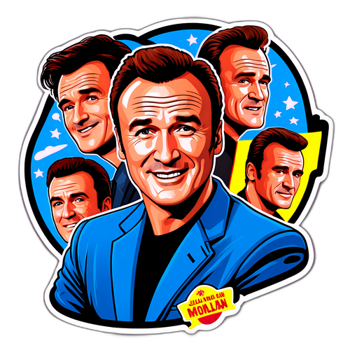 Sticker voor Julian McMahon in komische stijl