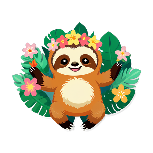 Charming Sloth in a Tropical Paradise