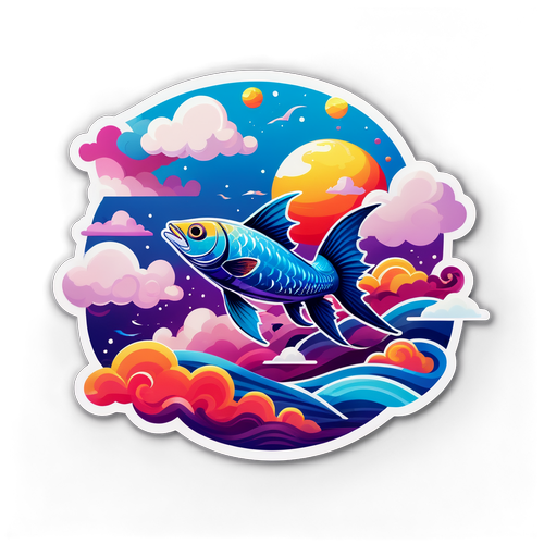 Traumhafte Landschaft mit fliegendem Fisch