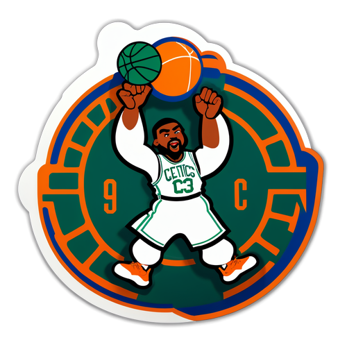 Autocollant représentant le match Celtics – Knicks