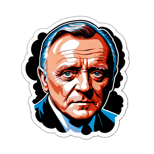 Дизайн стикера с Энтони Хопкинсом и цитатами из его знаменитых ролей в стиле старого фильма