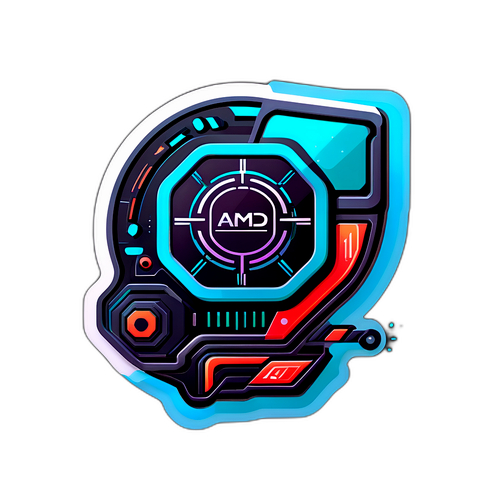 Snygg AMD-logotyp med futuristiska element
