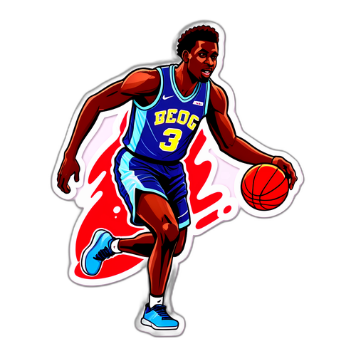 A Stylized Sticker of Charles Bediako in Action