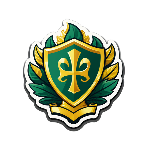 Écusson de Palmeiras avec des feuilles dorées et vertes