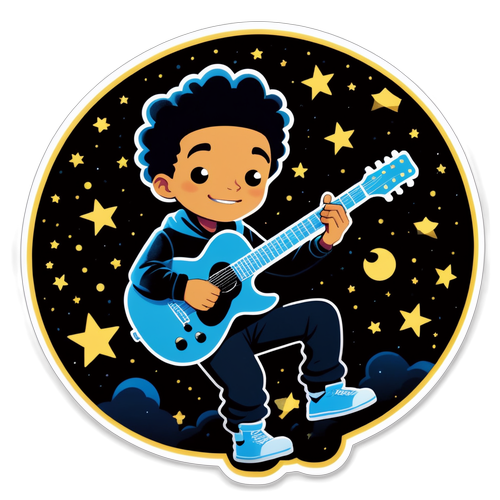 Sticker ni Dominic Fike na Nagtutugtog ng Gitara sa Ilalim ng Starry Sky