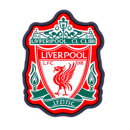 Stiker Berwarna Menampilkan Logo Liverpool Football Club dengan Tema Sepak Bola Vintage