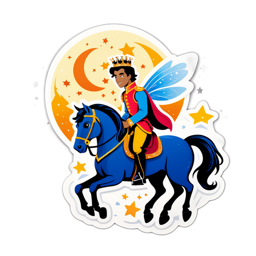 Un autocollant royal avec un prince sur un cheval