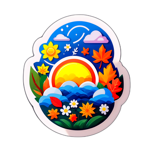 四季變換天氣貼紙