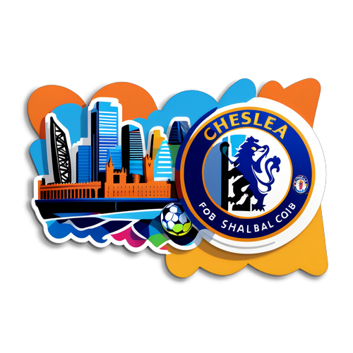 Sticker Keren! Logo Chelsea dan Newcastle Bergabung di Latar Kota yang Gemerlap