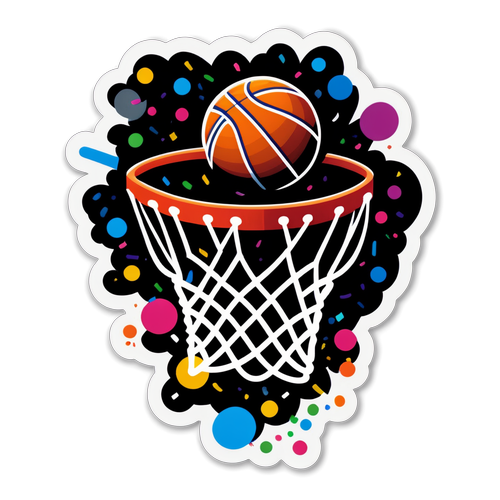 Isang Makulay na Baskedbal na Sticker