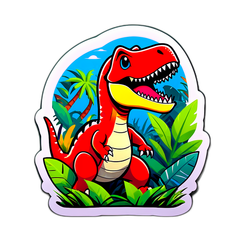 Stiker Dinosaurus Ceria di Hutan