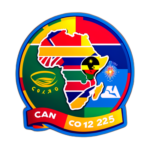 Autocollant coloré mettant en avant le logo de la CAN 2025