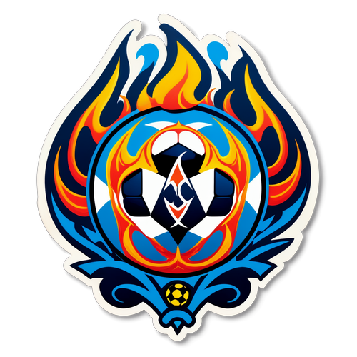 Emblem Klub Balap dengan Api dan Elemen Sepak Bola
