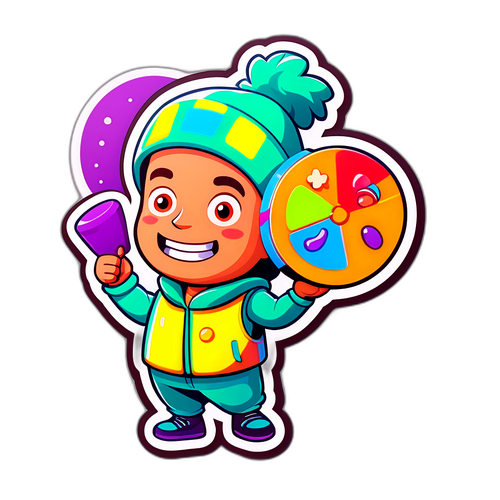 カラフルなナットバーを持ったキャラクターのイラスト