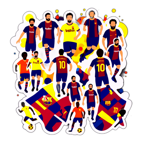 Иконы футболистов Барселоны, объединенные в уникальный пейзаж