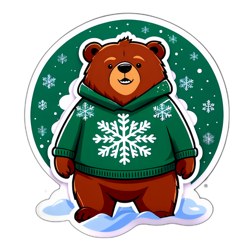 Sticker med en stolt bock i grön snövarningströja