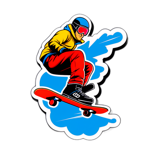 Stylisation de Pierre Vaultier effectuant un trick acrobatique sur son snowboard