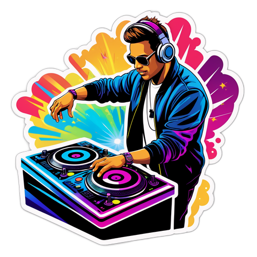 DJ 音樂表演的彩色燈光效果貼紙