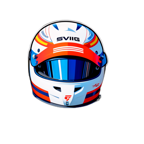 Sticker cu cască de F1 pe fundal de circuit