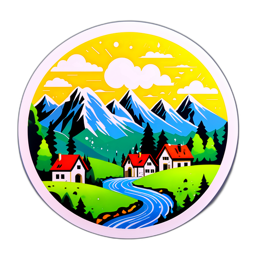 Sticker der Auswirkungen starker Regenfälle in Österreich