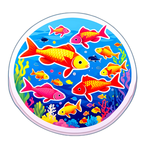 勝浦の海をテーマにしたカラフルな魚のシール