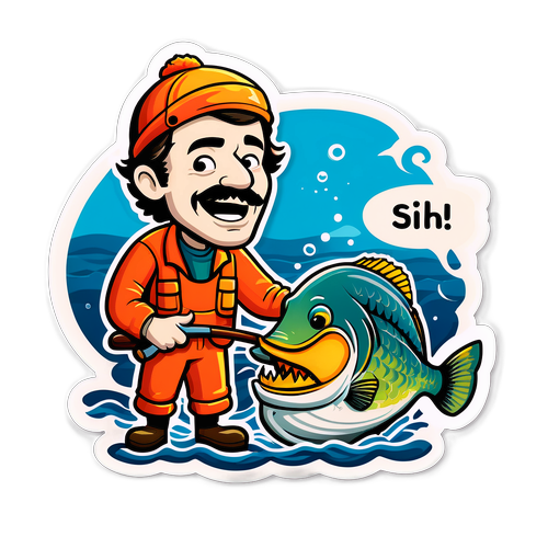 Autocollant humoristique du pêcheur