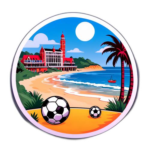 풋볼 테마 스티커 - 보머스 해변 풍경