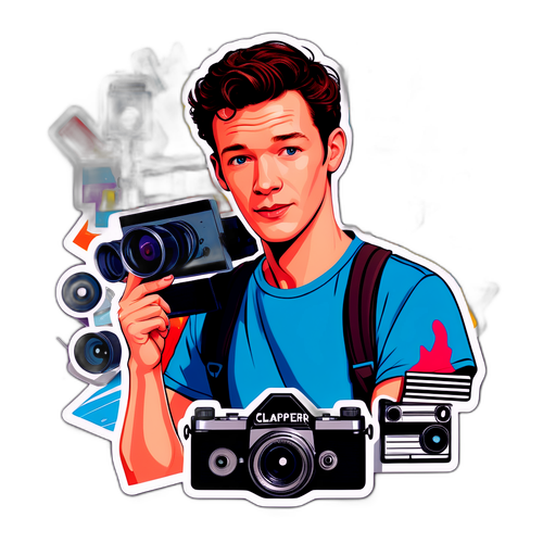 Illustrasjon av Callum Turner med filmatiske elementer