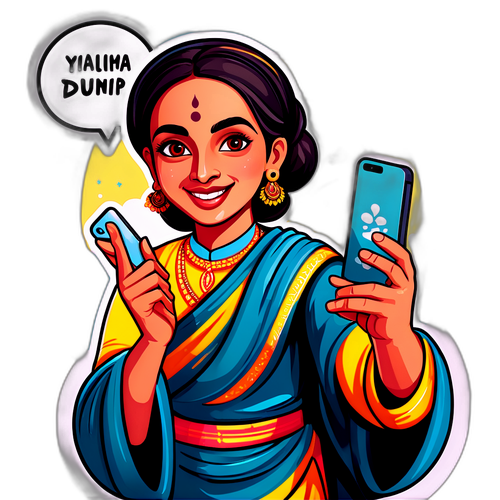Illustration inspirante de Rama Duwaji avec un téléphone selfie