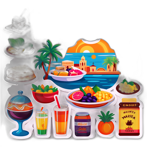 Farverige klistermærker af maltesisk mad og drikke