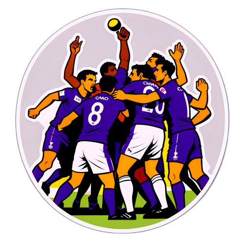 Cartooneske weergave van een intensieve derby tussen Fiorentina en Como
