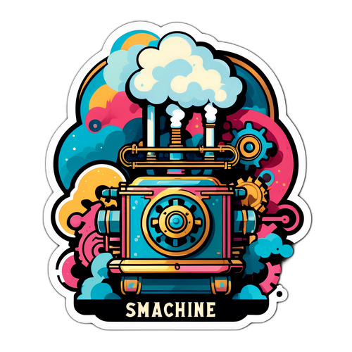 Retroowy naklejka z maszyną parową