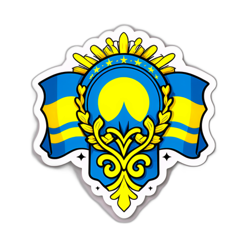 Ukrainas flagga med freds- och hopp symboler