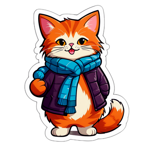 時尚冬季衣著的小貓