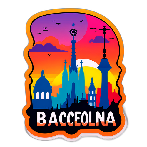 Fargerik solnedgang over Barcelona