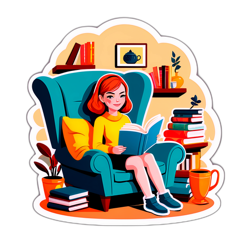 En fantasifuld scene af Emma Stone i en hyggelig læsekrog