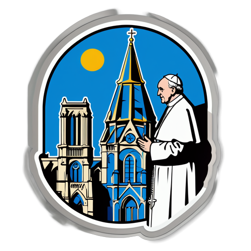 Illustration de la cathédrale Notre-Dame avec le Pape François