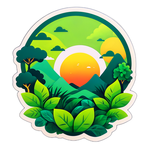 Ánh sáng mặt trời mọc giữa greenery tươi mát